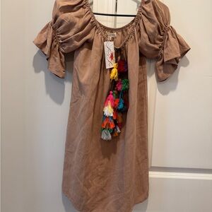 Hot & Delicious Brown Dress with Colorful Tassels
